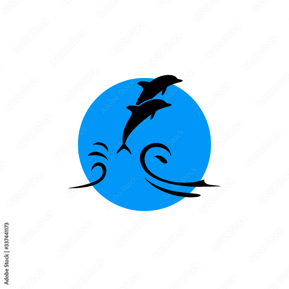 Fototapeta premium Dolphin icon silhouette isolated on a white background