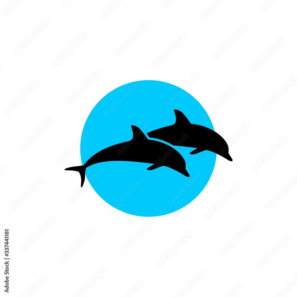Fototapeta premium Dolphin icon silhouette isolated on a white background