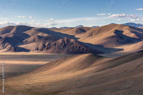 Typical view of Mongolian landscape. Mongolia steppe  Mongolian Altai