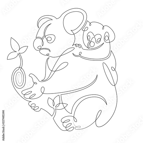 Photography illustration drawing wildlife australia koala with cub
