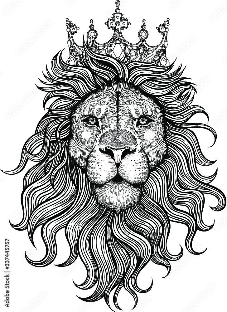 Vector Black and White Lion King Illustration Stock Vector | Adobe Stock