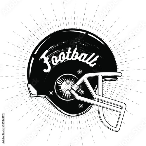 Vector Black and White Football Helmet Illustration