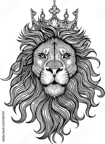 Vector Black and White Lion King Illustration