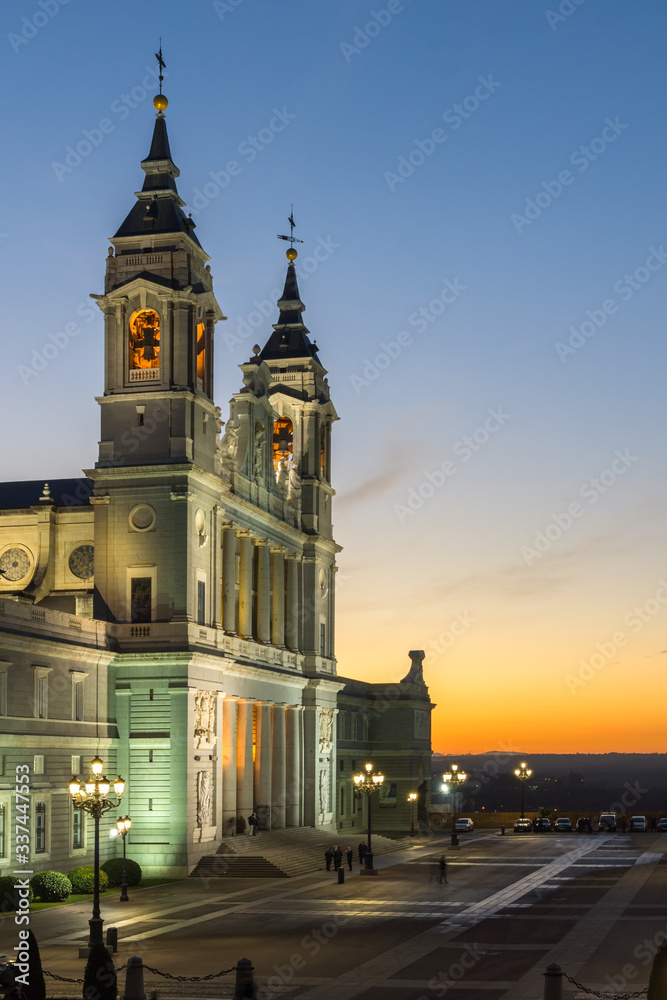 Fototapeta premium Almudena Cathedral in City of Madrid, Spain