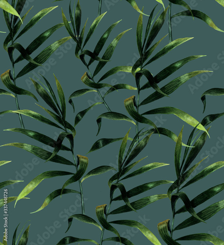 Seamless pattern with exotic leaves