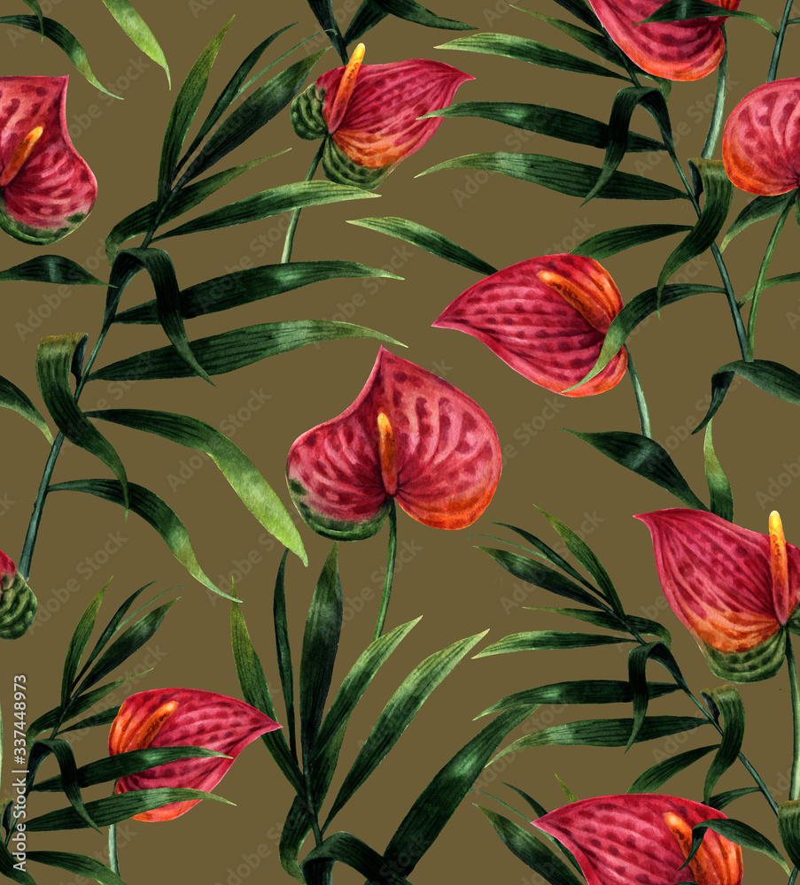 Seamless pattern with exotic leaves Seamless pattern with exotic leaves