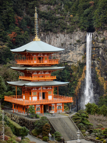 Japanese Buddhist Temple & waterfall