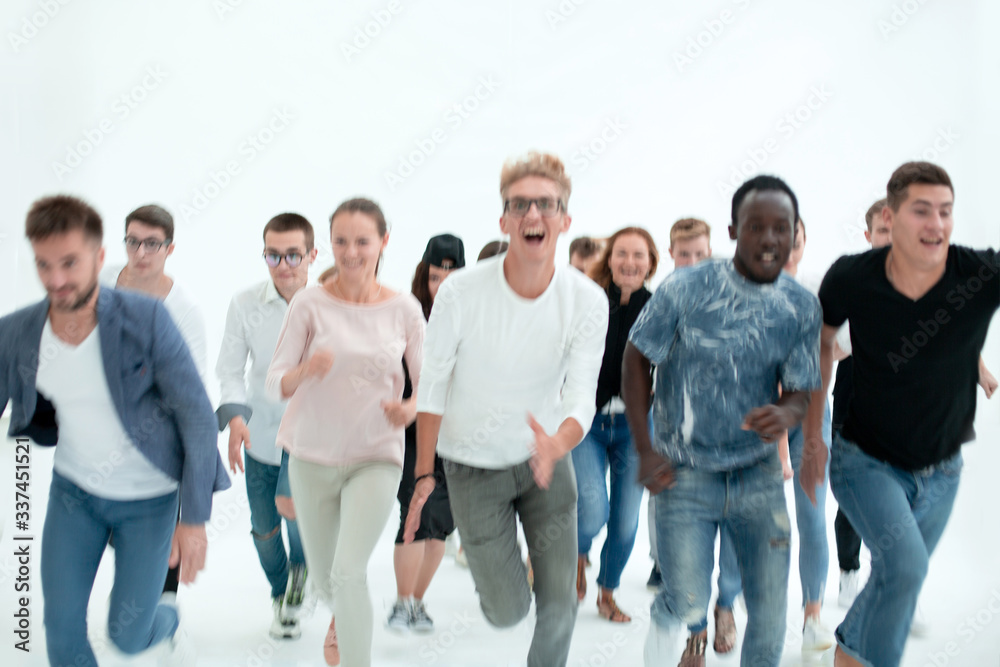 purposeful young people quickly run to their goal