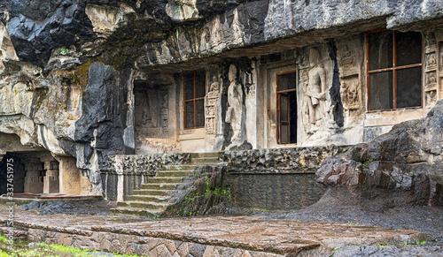 Ellora temple religious complex with Buddhist, Hindu and Jain cave temples and monasteries, India, UNESCO world heritage site near Aurangabad, Maharashtra, India