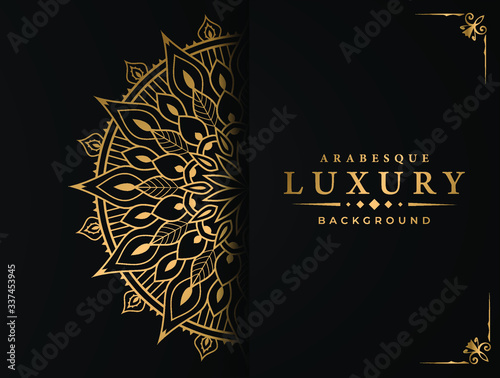 Floral mandala design with arabesque pattern