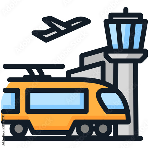 Airport departure and train icon