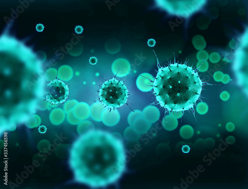 virus, coronavirus covid19 covid-19 on blue background neon, DNA, biological research