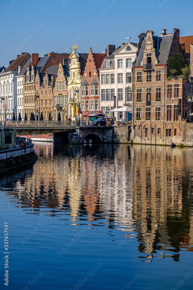 Leie canal from the Vleeshuisburg, Ghent, Belgium
