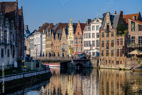 Leie canal from the Vleeshuisburg  Ghent  Belgium