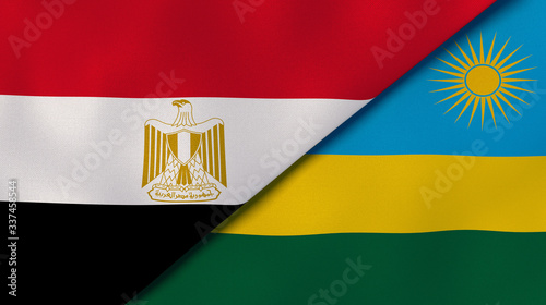 The flags of Egypt and Rwanda. News, reportage, business background. 3d illustration photo