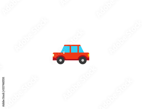 Fototapeta Naklejka Na Ścianę i Meble -  Red car vector flat icon. Isolated automobile, vehicle emoji illustration 