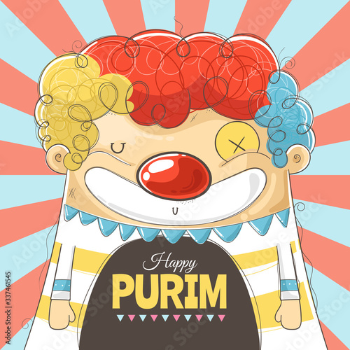 Happy Purim, template greeting card, poster, flyer, frame for text