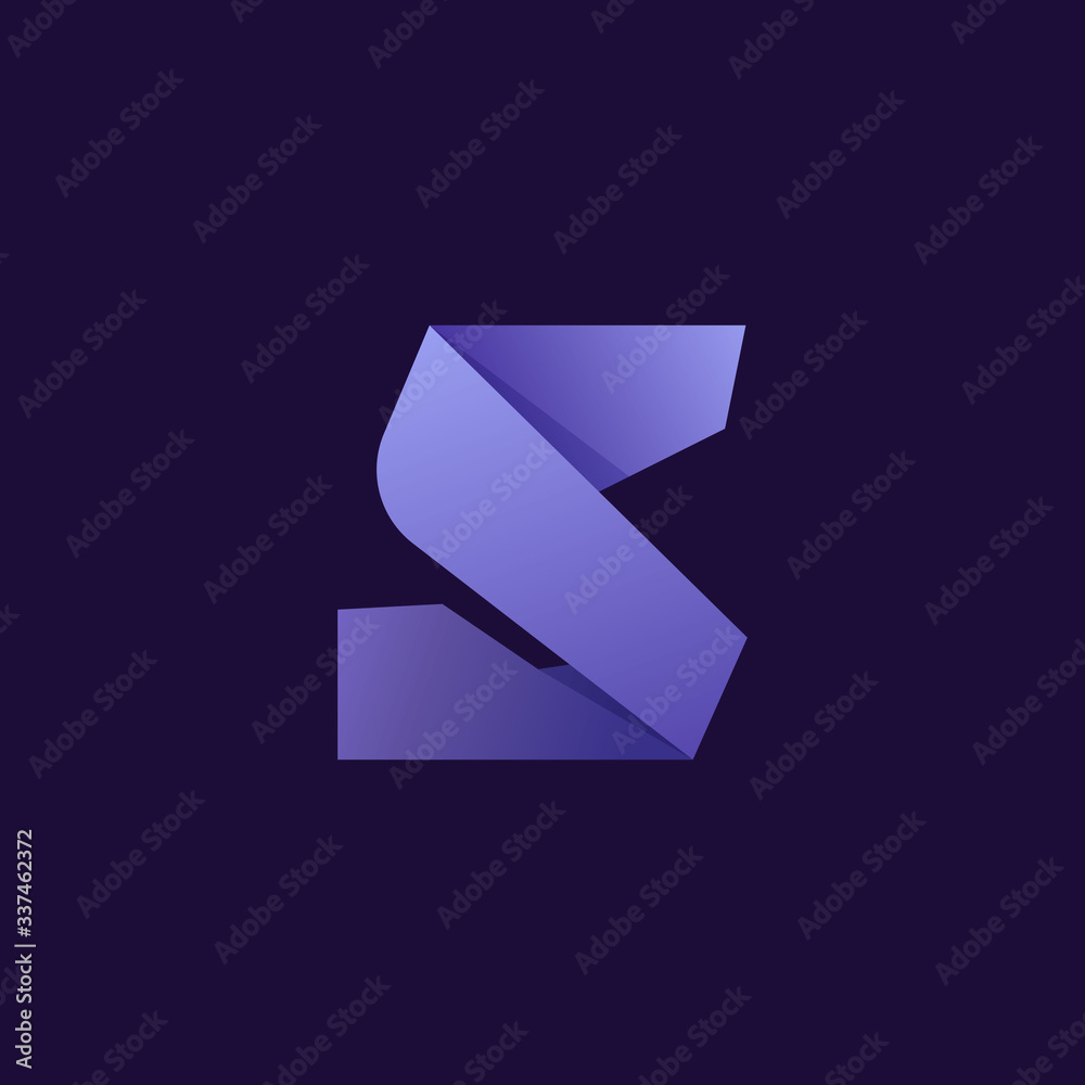 S letter logo. Folded paper style. S letter logo. Folded paper style.