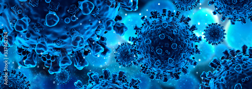 Virus coronavirus Covid-19 3D illustration © Bertrand Blay
