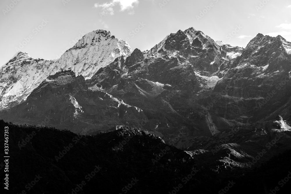 a beautiful mountain view with fog and clouds a beautiful mountain view with fog and clouds
