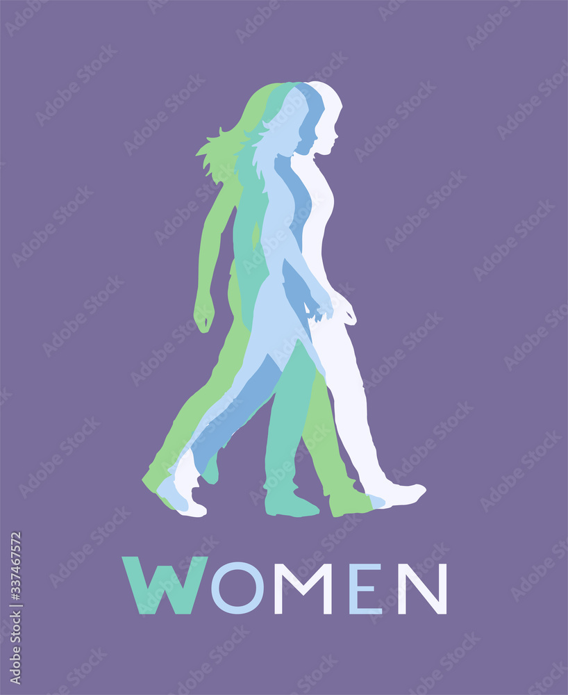 Creative design of woman walking illustration Creative design of woman walking illustration