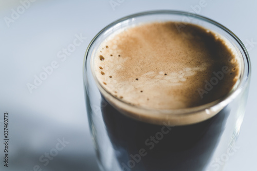 cup of coffee on white background. Cup of fresh hot espresso.