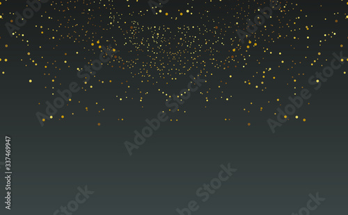 Gold Glitter Texture Isolated On Black. Amber Particles Color. Celebratory Background. Golden Explosion Of Confetti. Design Element. Digitally Generated Image. Vector Illustration, Eps 10.