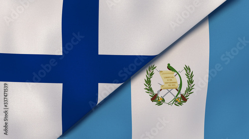 The flags of Finland and Guatemala. News, reportage, business background. 3d illustration photo