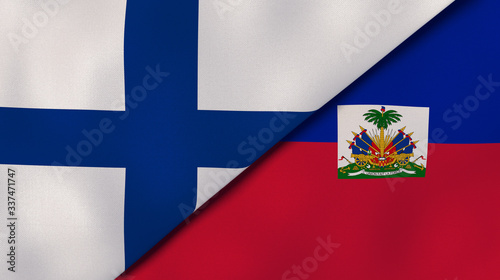 The flags of Finland and Haiti. News, reportage, business background. 3d illustration photo