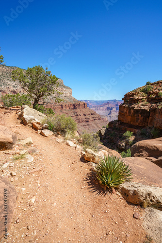 hiking the hermit trail at the south rim of grand canyon in arizona, usa