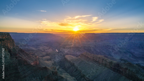 sunset at lipan point at the south rim of grand canyon in arizona, usa