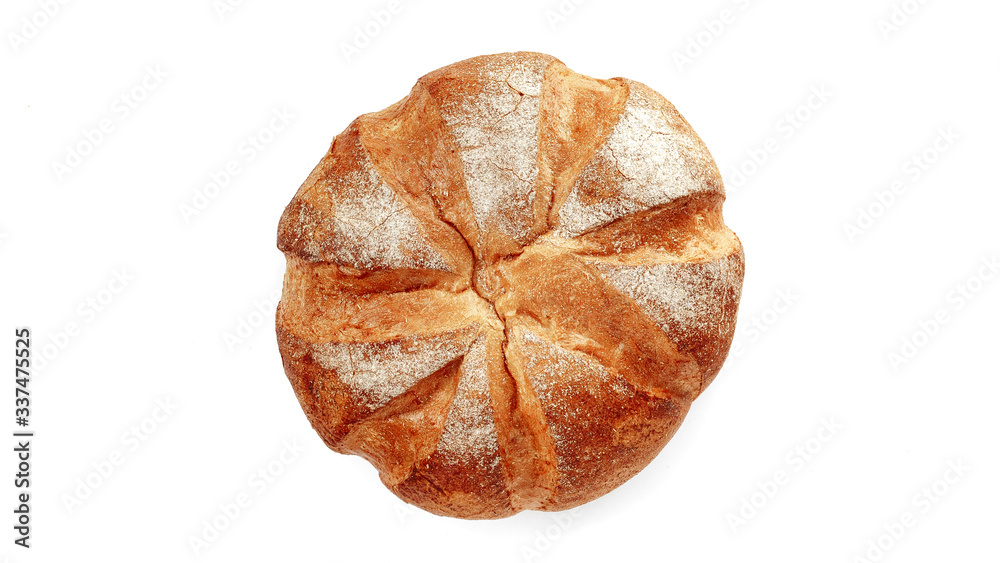 round baking top view, bread isolated round baking top view, bread isolated