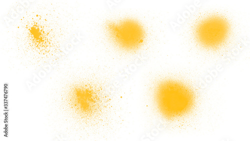 Abstract orange watercolor spray brushes illustration. Beautiful set of spray brushes. Vector brushes for painting