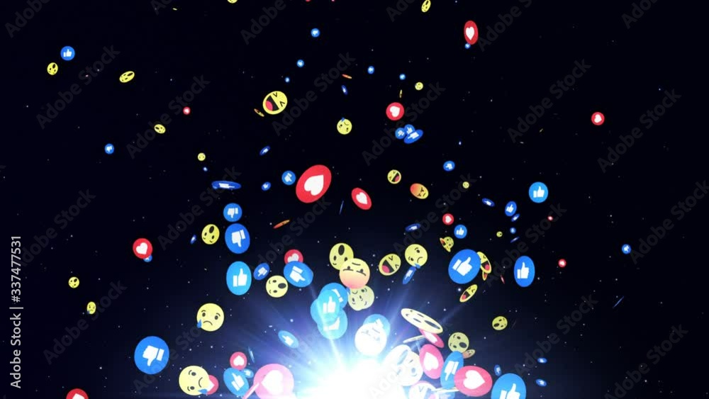 Social Media Emoji, Reactions Animation, Rendering, Background, Loop, 4k
