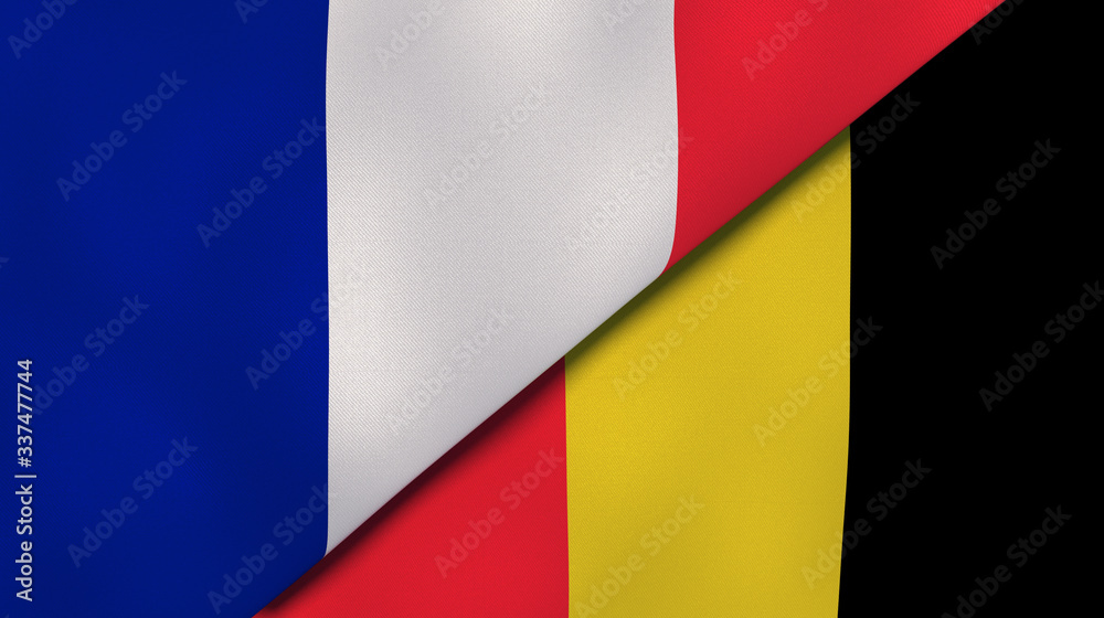 Fototapeta premium The flags of France and Belgium. News, reportage, business background. 3d illustration