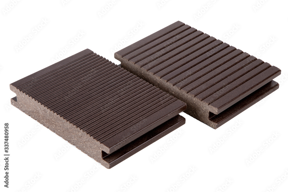 Wood - plastic composite decking system. Building material for terraced.