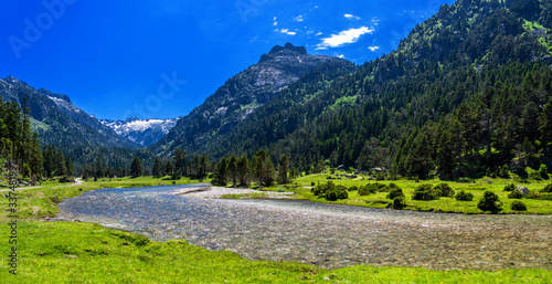 Nice landscape of Marcadau Valley in the French Pyrenees, Trip to Cauterets, France. photo