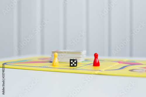 Table game. White background. Selective focus. Colorful.