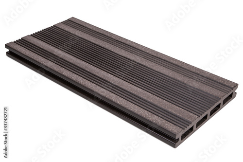 Wood - plastic composite decking system. Building material for terraced.