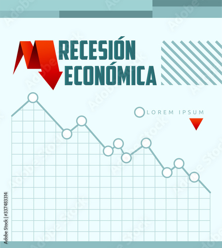 Recesion Economica, Economic Recession Spanish text vector design.
