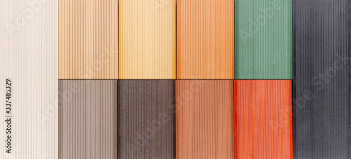 Wood - plastic composite decking system. Building material for terraced.