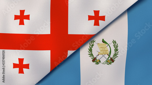 The flags of Georgia and Guatemala. News, reportage, business background. 3d illustration photo