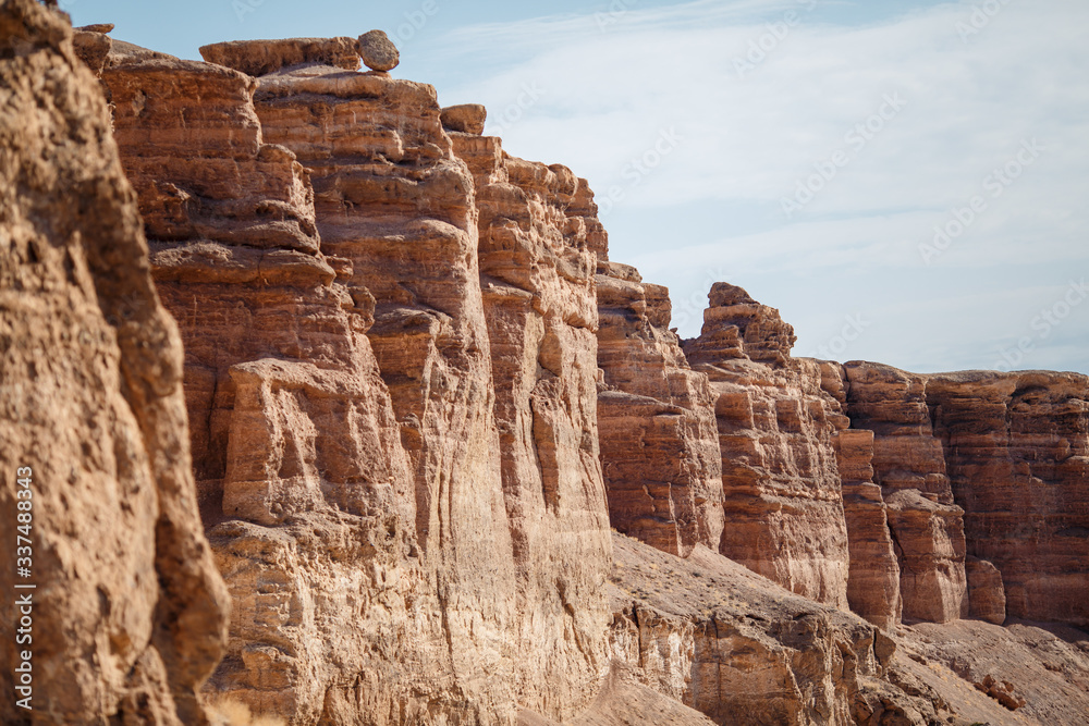 Charyn canyon is the famous place in Kazakhstan, similar to the Martian landscape