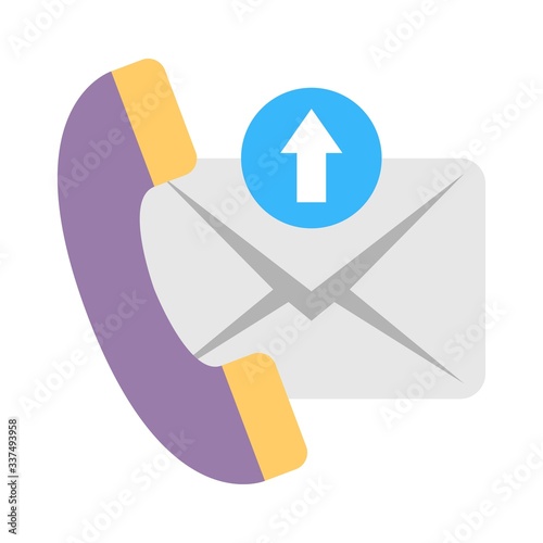 Telephone handset in message icon. Voice call message symbol. Flat icon design for modern website and mobile app design.
