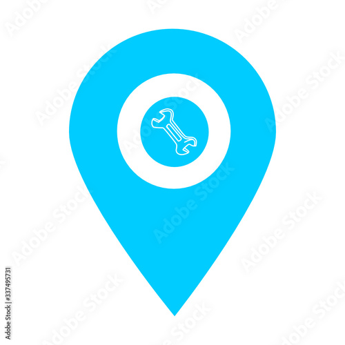 Repairing store location map pin icon. Element of map point for mobile concept and web apps. Icon for website design and development, app development. Premium wrench store icon