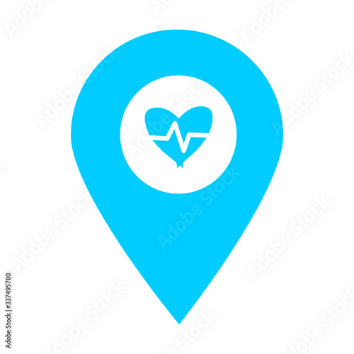 heartbeat location map pin icon. Element of map point for mobile concept and web apps. Icon for website design and development, app development. Premium hospital, clinic, pharmacy icon