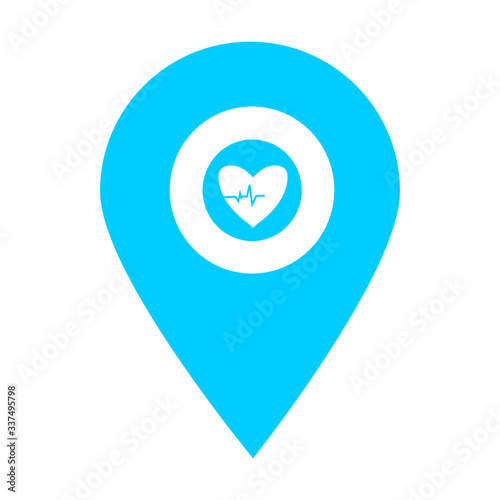 heartbeat location map pin icon. Element of map point for mobile concept and web apps. Icon for website design and development, app development. Premium hospital, clinic, pharmacy icon