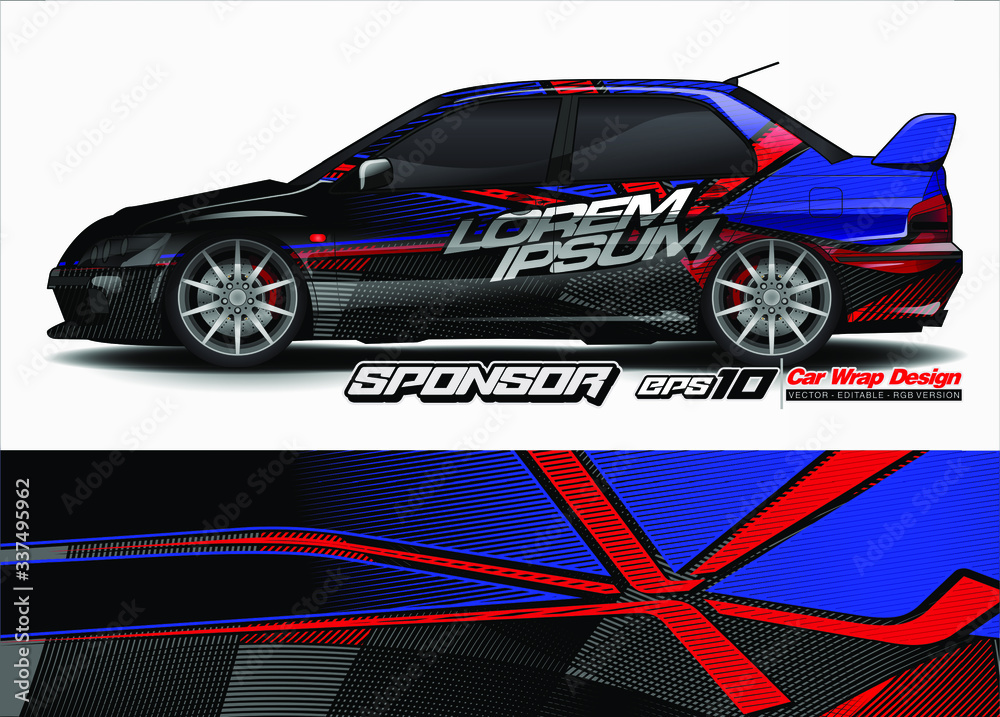 rally car livery design vector. abstract race style background for vehicle vinyl sticker wrap
rally car livery design vector. abstract race style background for vehicle vinyl sticker wrap