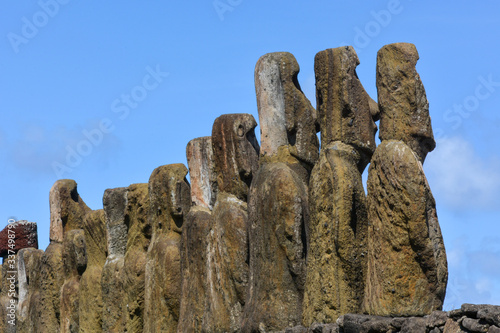 Ancient maoi statues at Tongariki, Rapa Nui, Easter Island