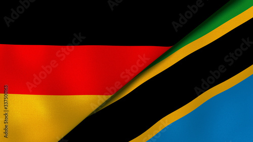 The flags of Germany and Tanzania. News  reportage  business background. 3d illustration